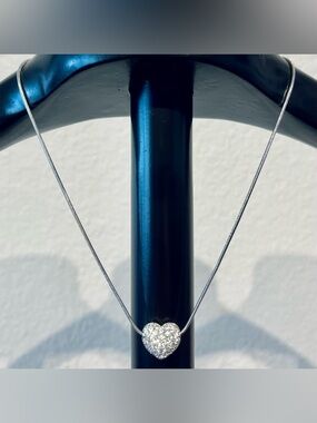 Swarovski Silver Tone Heart Pavé Pendant Necklace